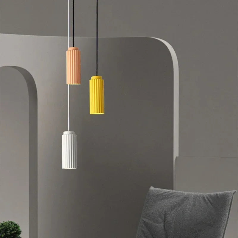 Pendant Light Fluted Cylinder for Kitchen Island | Hardwired