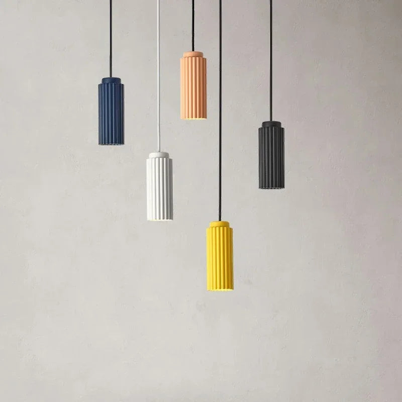 Pendant Light Fluted Cylinder for Kitchen Island | Hardwired