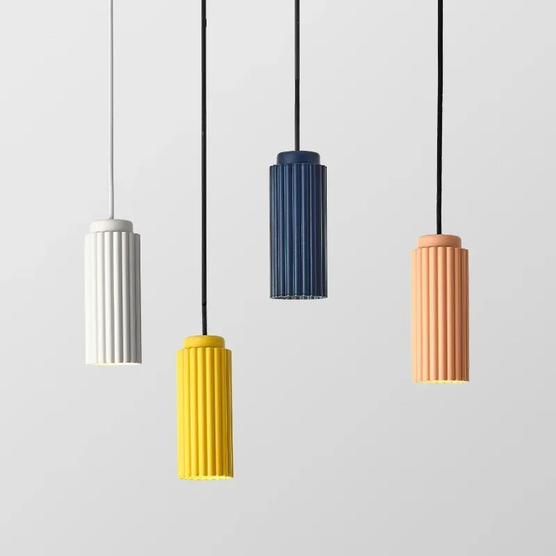 Pendant Light Fluted Cylinder for Kitchen Island | Hardwired