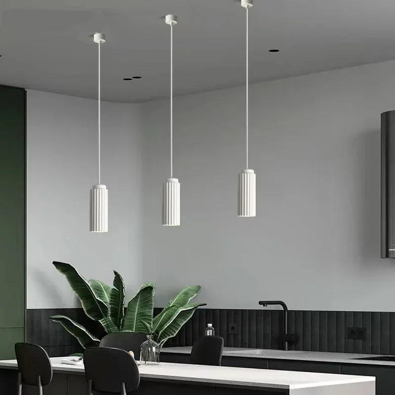 Pendant Light Fluted Cylinder for Kitchen Island | Hardwired