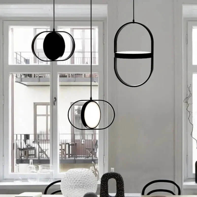 Pendant Light LED with Black Ring Frame | Modern