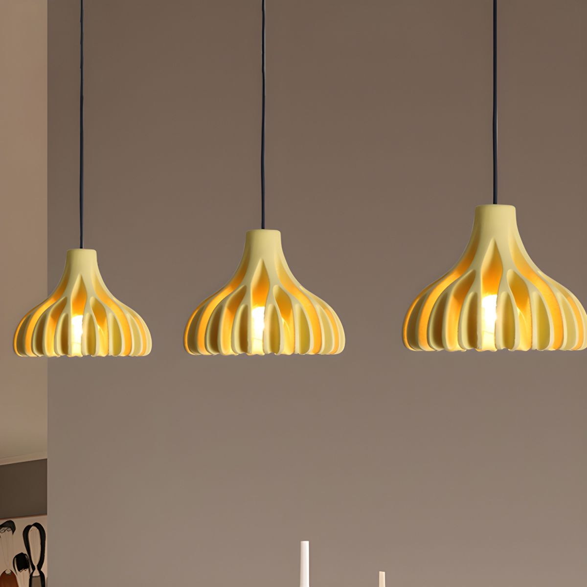 Pendant Light with Ribbed Petal Shade | Living Room & Kitchen