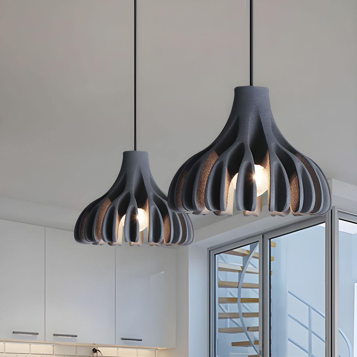 Pendant Light with Ribbed Petal Shade | Living Room & Kitchen