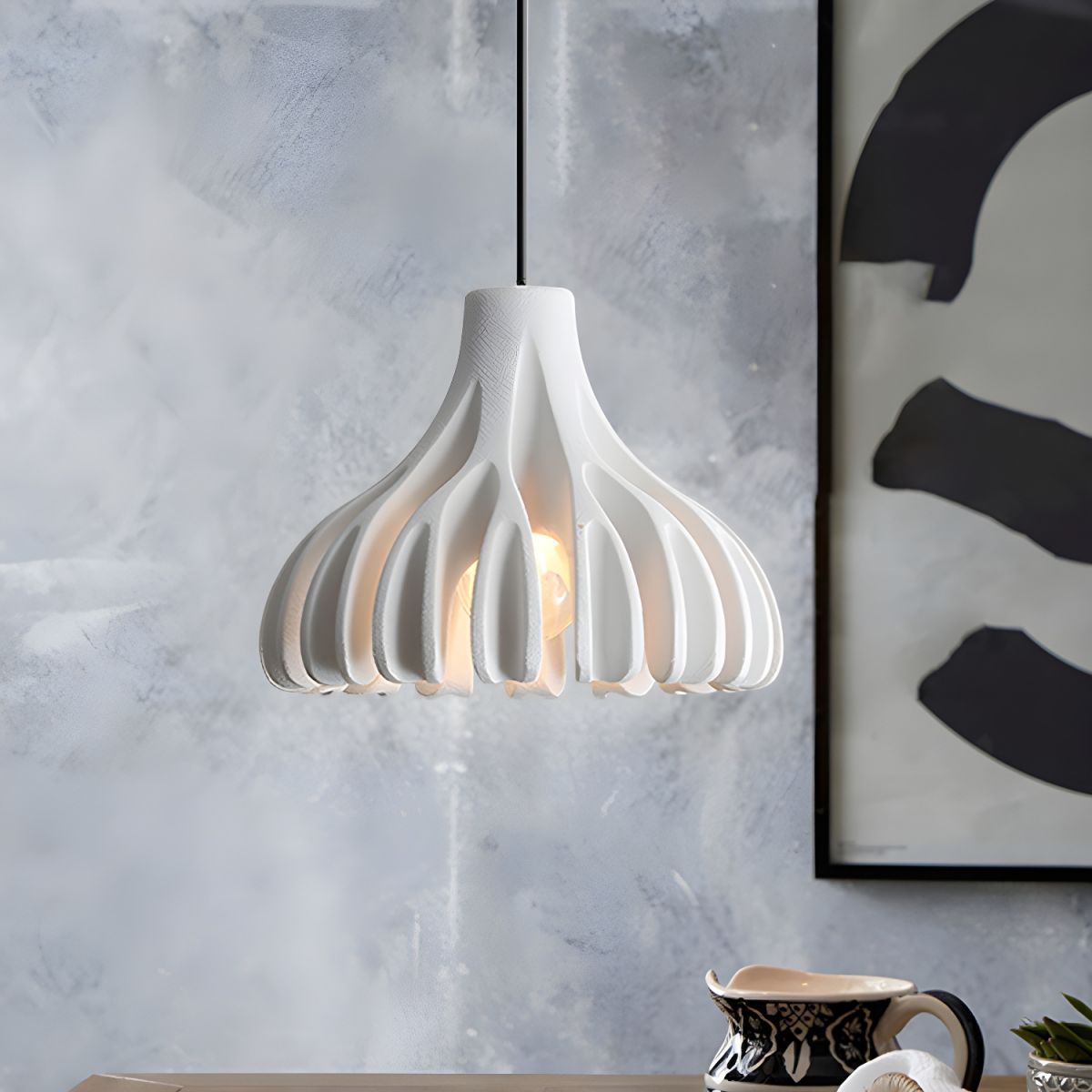 Pendant Light with Ribbed Petal Shade | Living Room & Kitchen