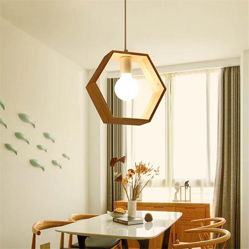 Pendant Light Wooden Geometric Frame | Living Room