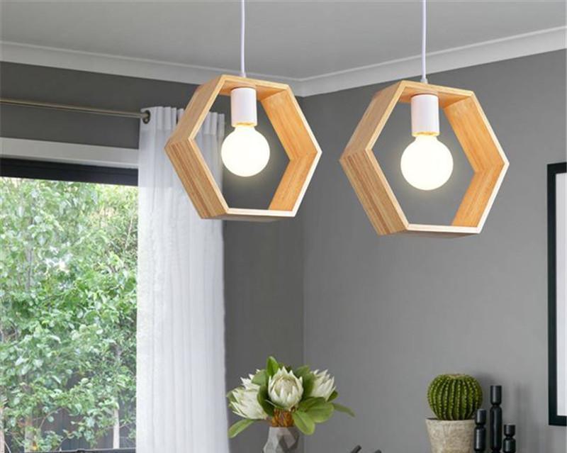 Pendant Light Wooden Geometric Frame | Living Room
