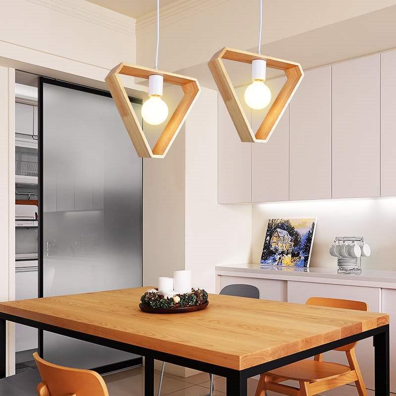 Pendant Light Wooden Geometric Frame | Living Room
