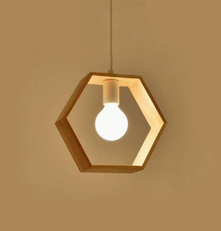 Pendant Light Wooden Geometric Frame | Living Room