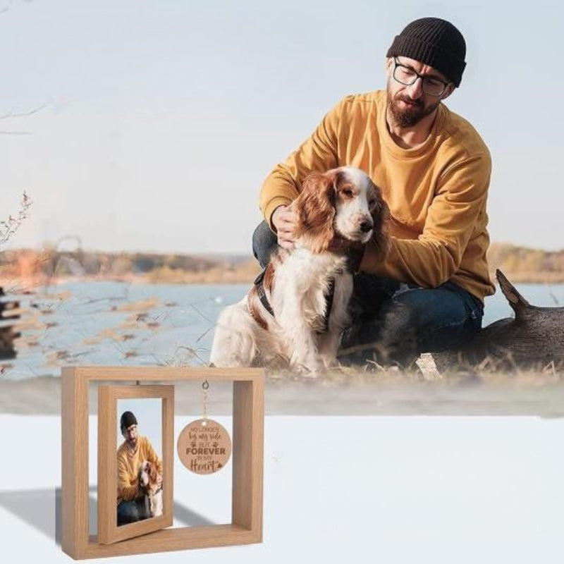 Photo Frames Pet Memorial with Wood Charm | Rotatable