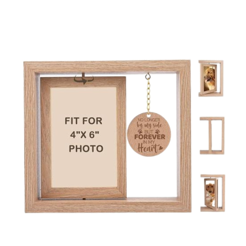 Photo Frames Pet Memorial with Wood Charm | Rotatable