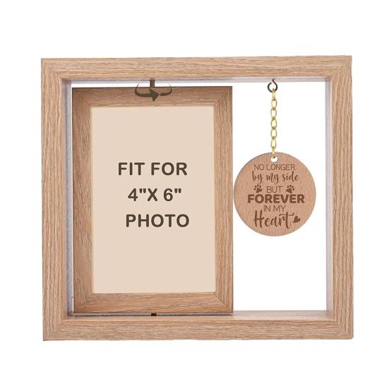 Photo Frames Pet Memorial with Wood Charm | Rotatable