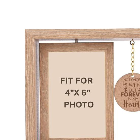 Photo Frames Pet Memorial with Wood Charm | Rotatable
