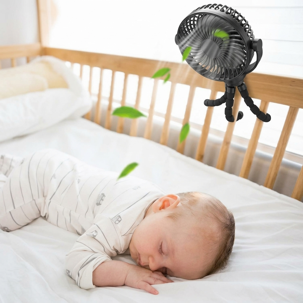 Portable Fan Stroller Clip-On with Tripod | Rechargeable
