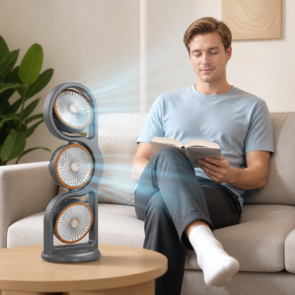 Portable Fans 3-Head Tower with Adjustable Tilt | Stackable