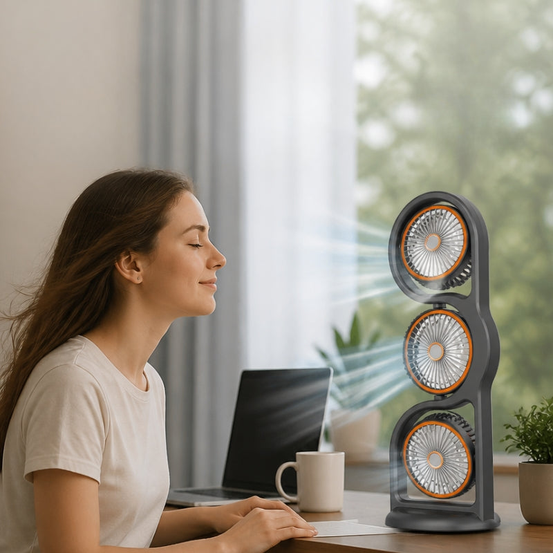 Portable Fans 3-Head Tower with Adjustable Tilt | Stackable