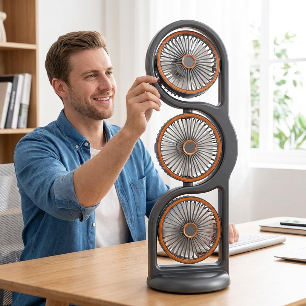 Portable Fans 3-Head Tower with Adjustable Tilt | Stackable