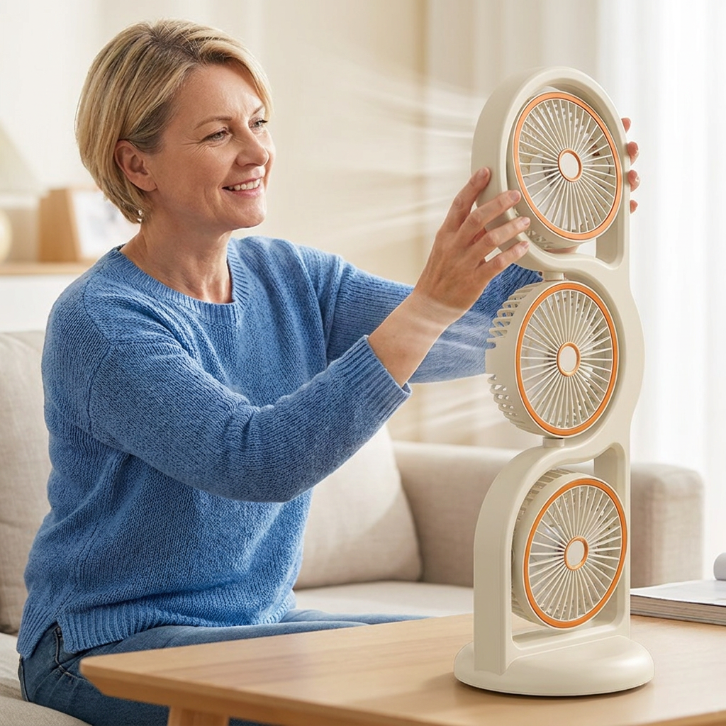 Portable Fans 3-Head Tower with Adjustable Tilt | Stackable