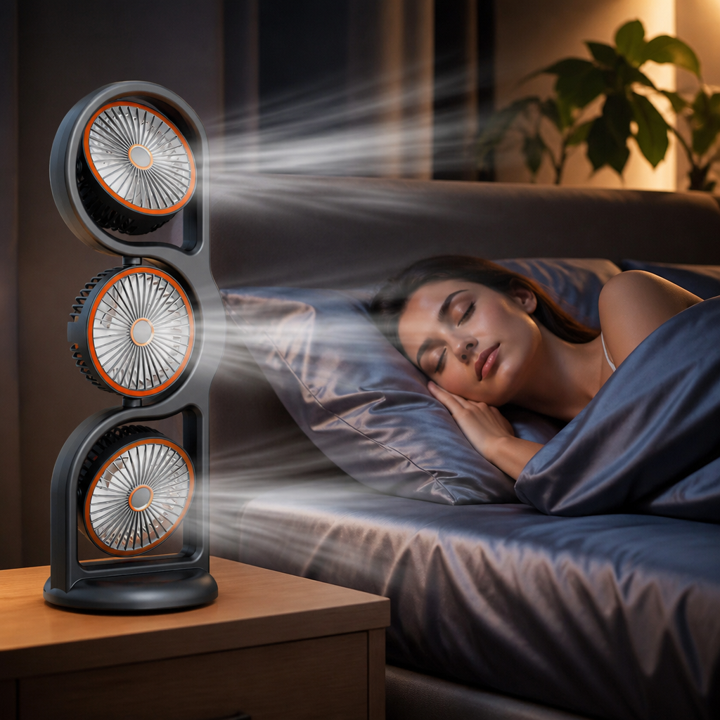 Portable Fans 3-Head Tower with Adjustable Tilt | Stackable