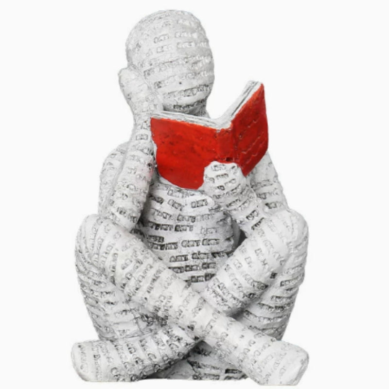 Reading Woman Statue with Book Accent | Shelf Decor