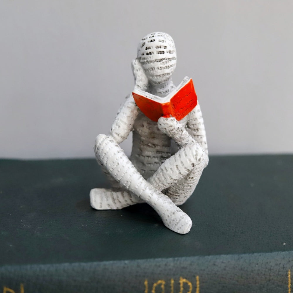 Reading Woman Statue with Book Accent | Shelf Decor