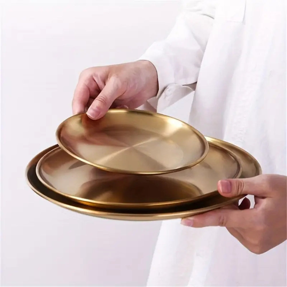 Round Kitchen Serving Stainless Steel | Serving Plates