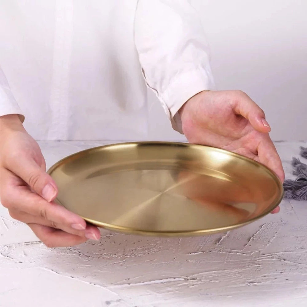Round Kitchen Serving Stainless Steel | Serving Plates