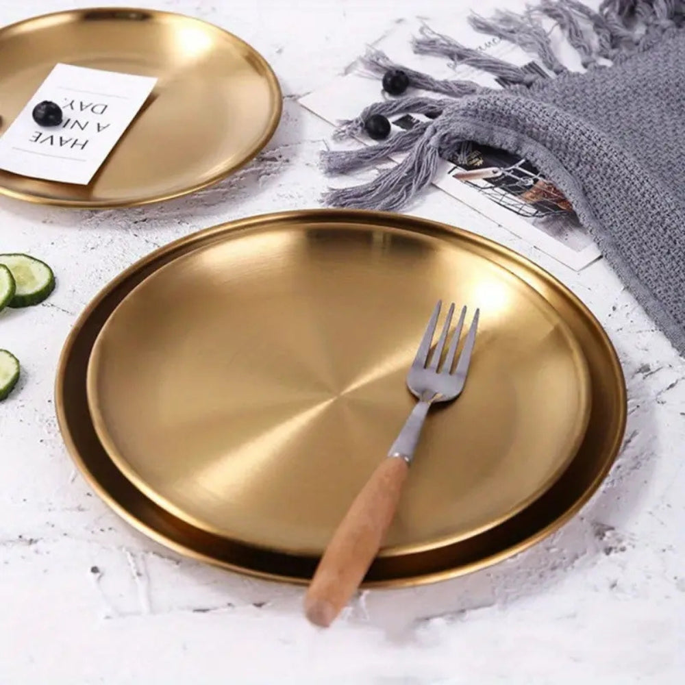 Round Kitchen Serving Stainless Steel | Serving Plates