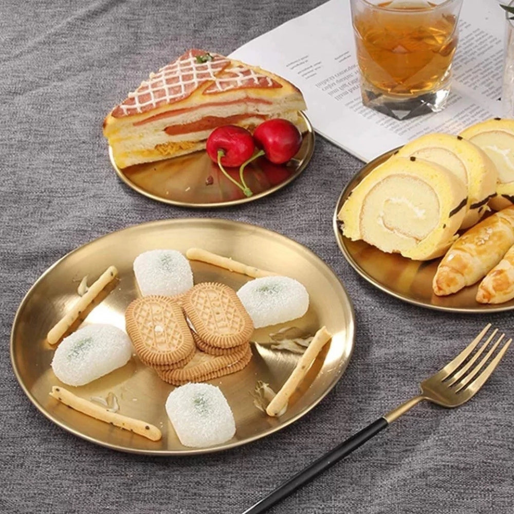 Round Kitchen Serving Stainless Steel | Serving Plates