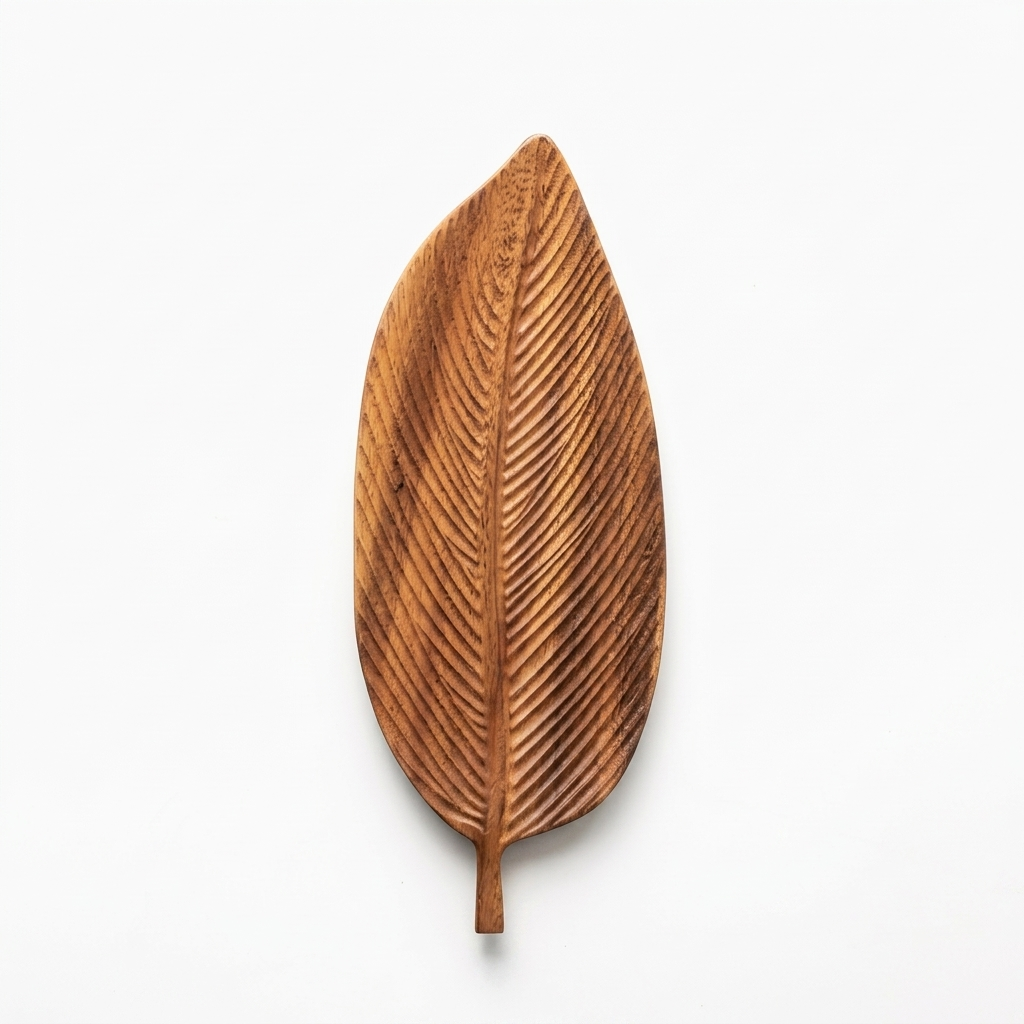 Serveware Wooden Leaf Tray Carved for Kitchen | Rustic