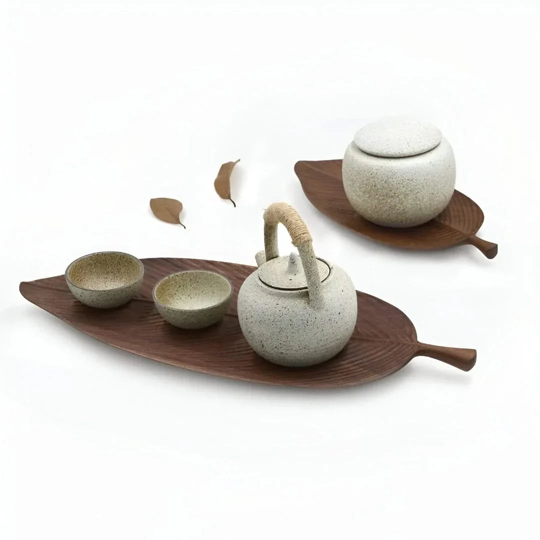 Serveware Wooden Leaf Tray Carved for Kitchen | Rustic