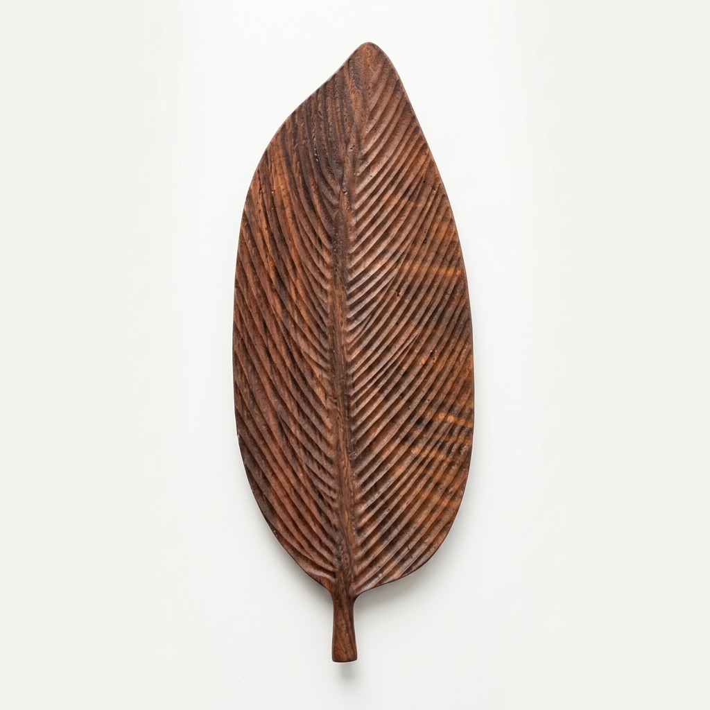 Serveware Wooden Leaf Tray Carved for Kitchen | Rustic
