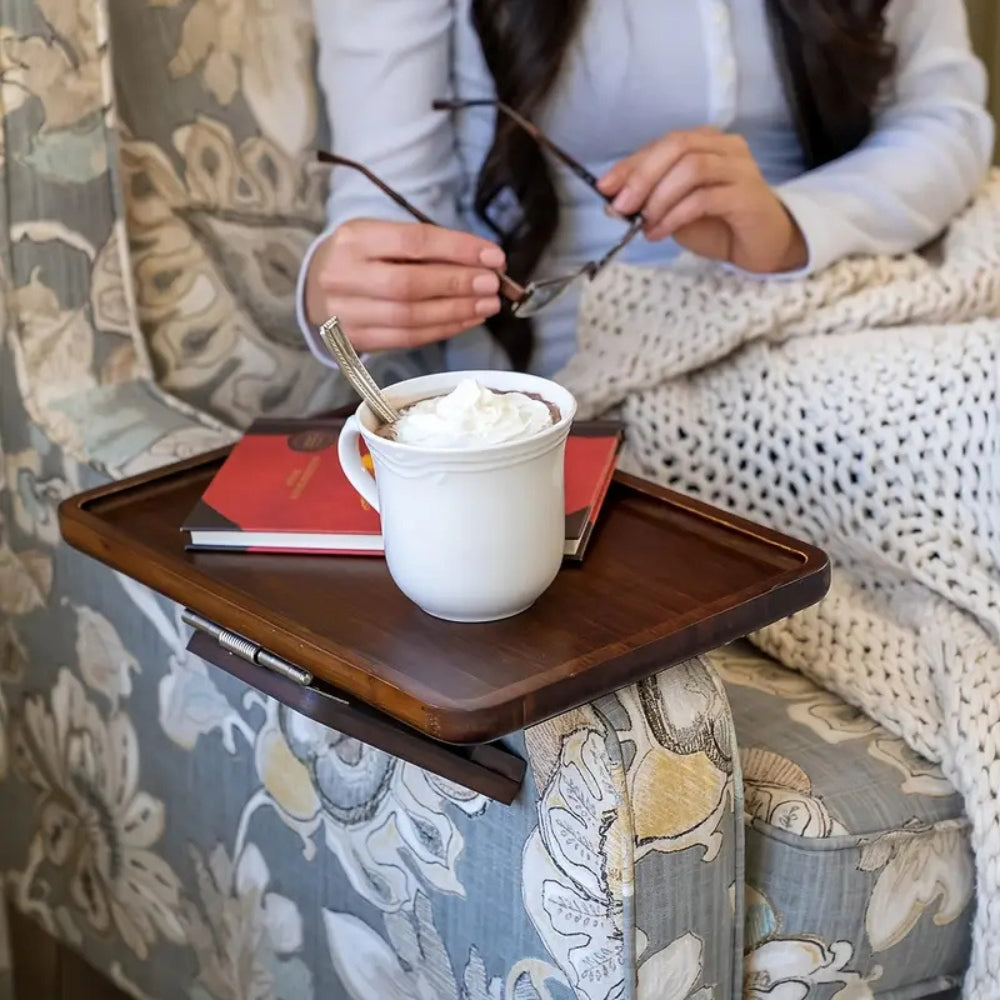 Side Tables Sofa Arm Tray with Clip-On Legs | Foldable