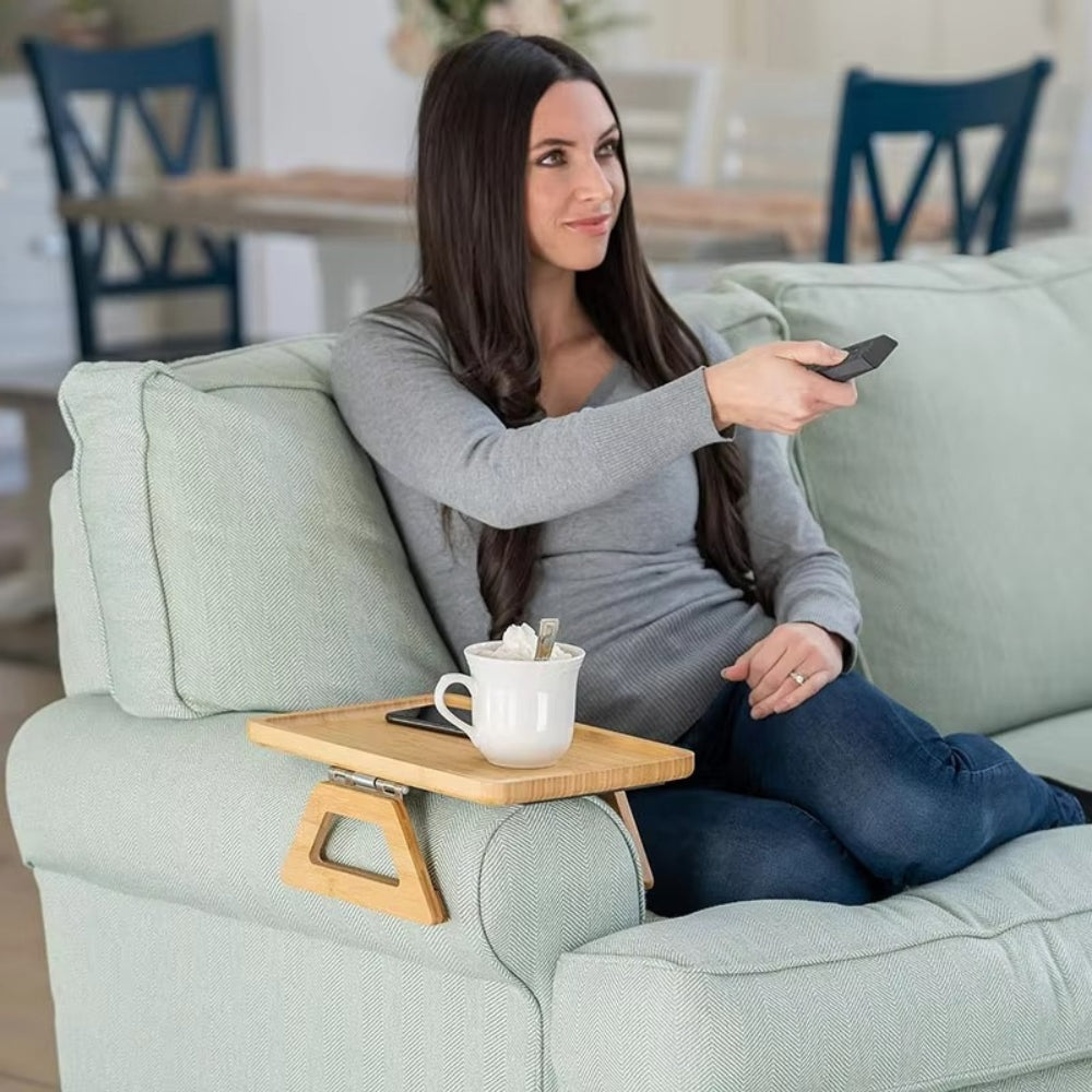 Side Tables Sofa Arm Tray with Clip-On Legs | Foldable