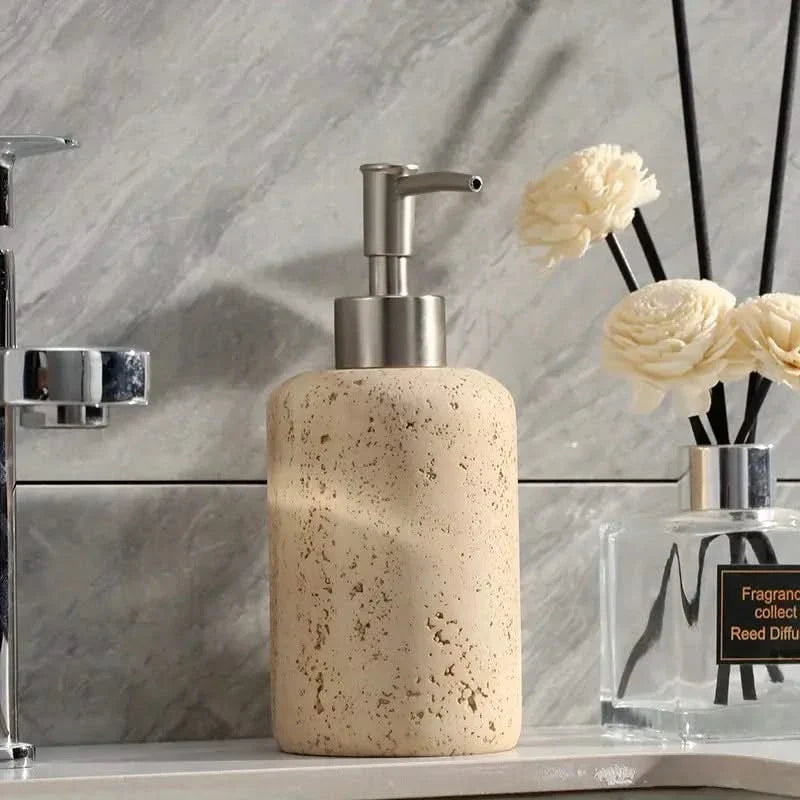 Soap Dispenser with Travertine Texture | Bathroom & Kitchen