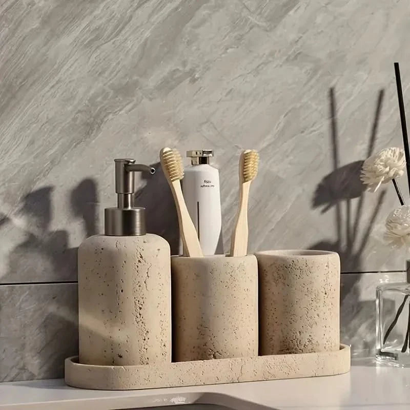Soap Dispenser with Travertine Texture | Bathroom & Kitchen