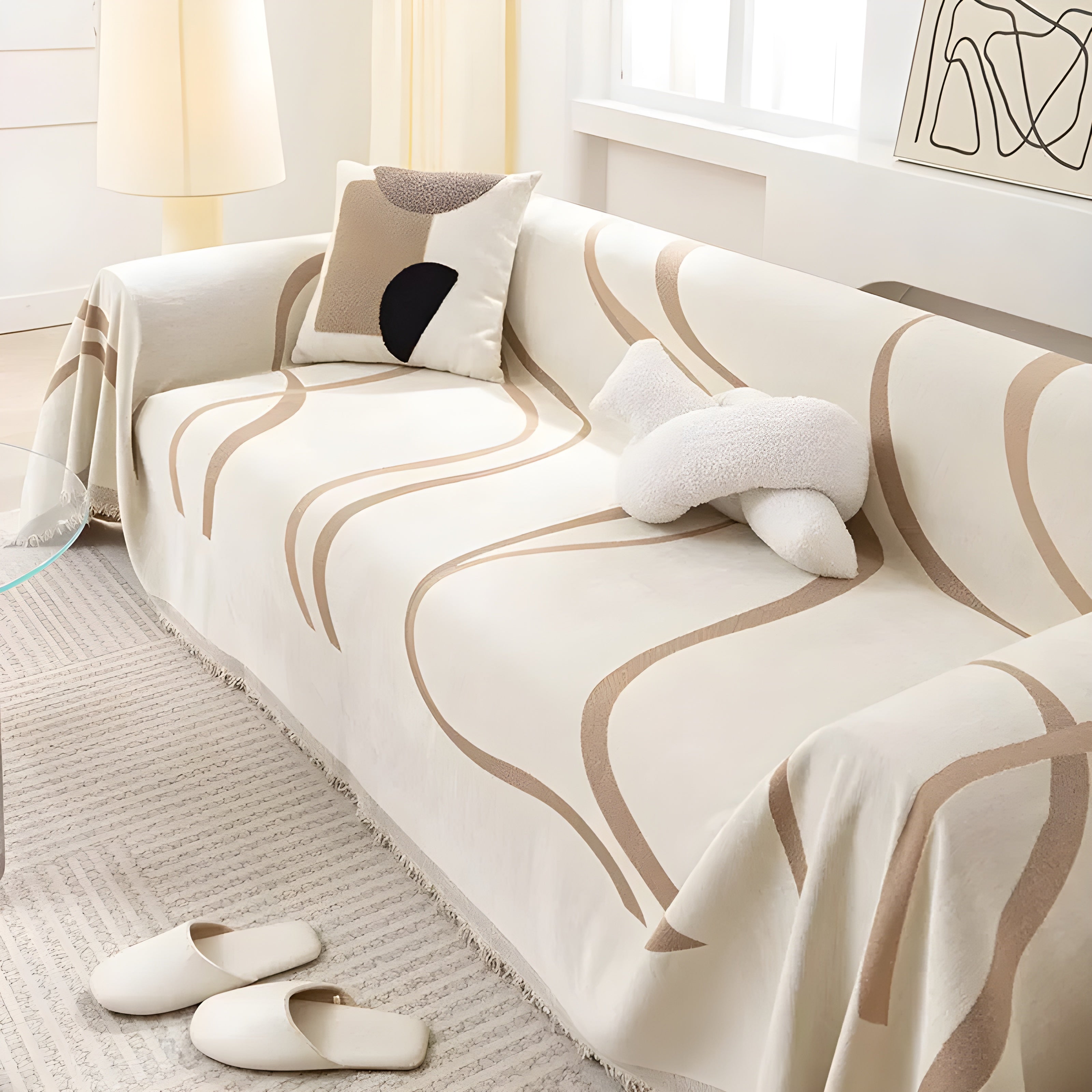 Sofa Covers with Fringe Throw Design | Reversible