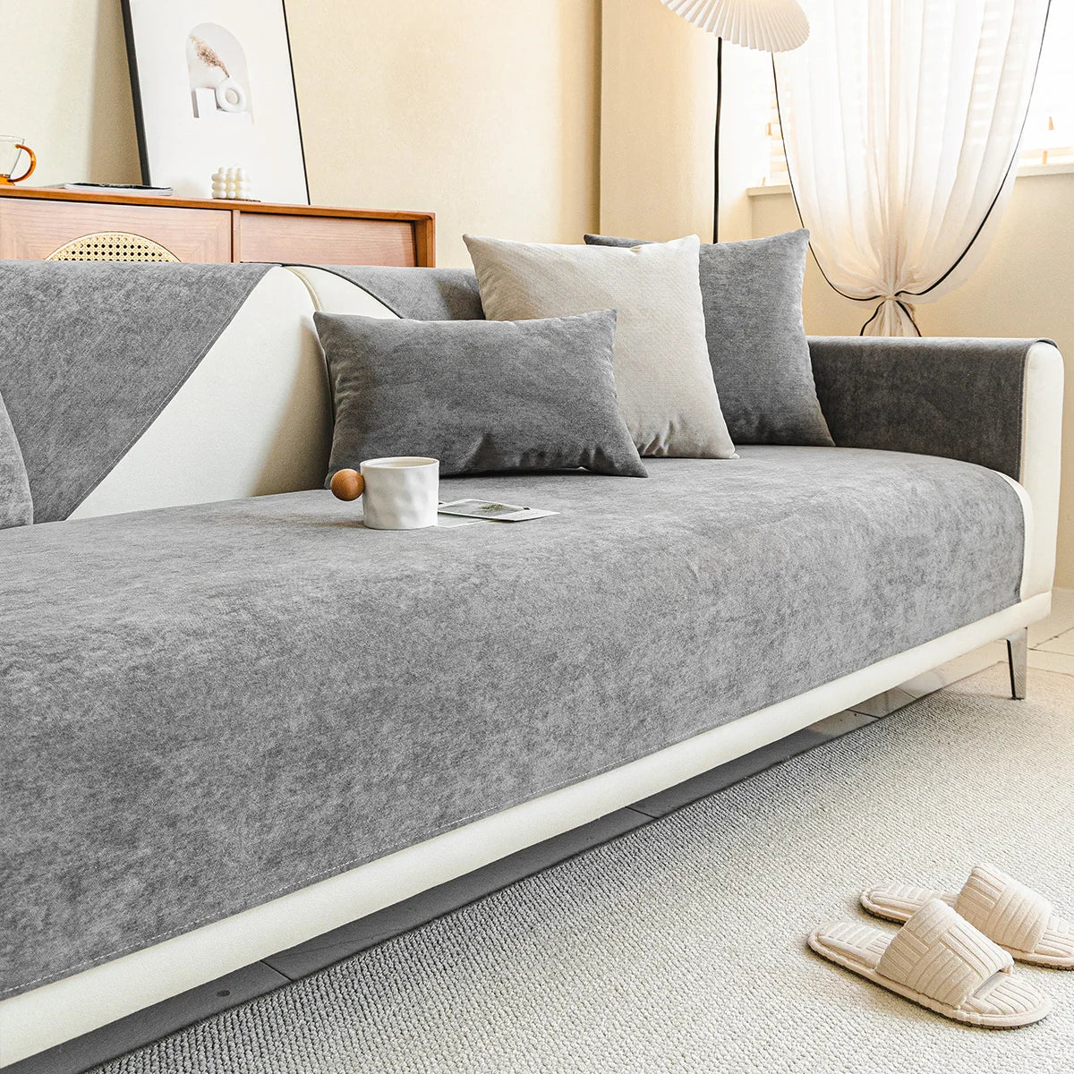 Sofa Covers with Ribbed Chenille Texture | Anti-Scratch