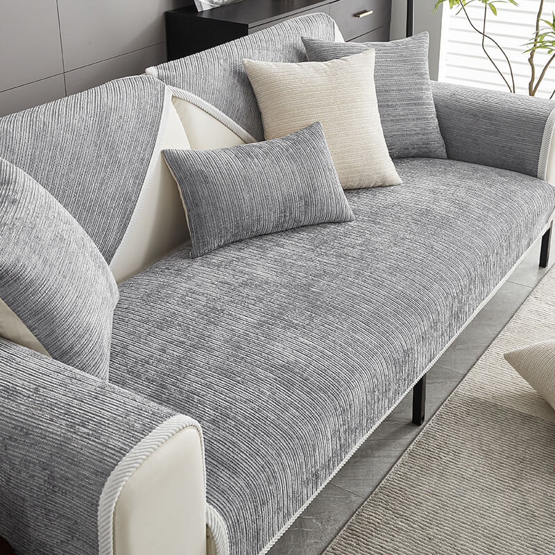 Sofa Covers with Ribbed Chenille Texture | Anti-Scratch