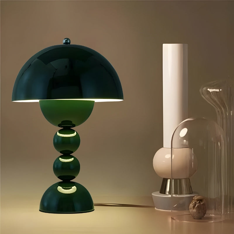 Table Lamp Dome Beaded Stem for Bedroom | Scandinavian