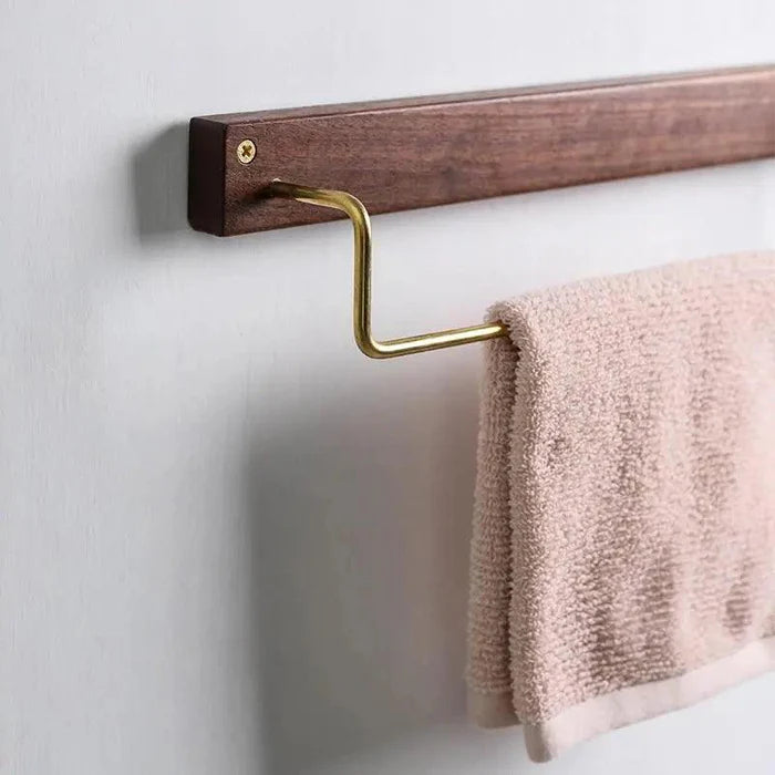 Towel Rail with Wood & Brass Design | Bathroom Décor