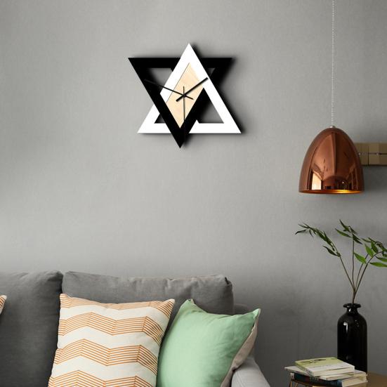 Wall Clock with Geometric Triangles | Living Room & Kitchen