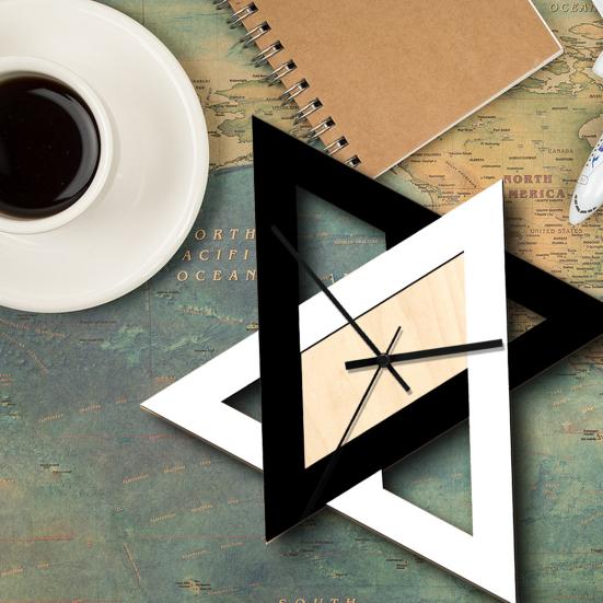 Wall Clock with Geometric Triangles | Living Room & Kitchen