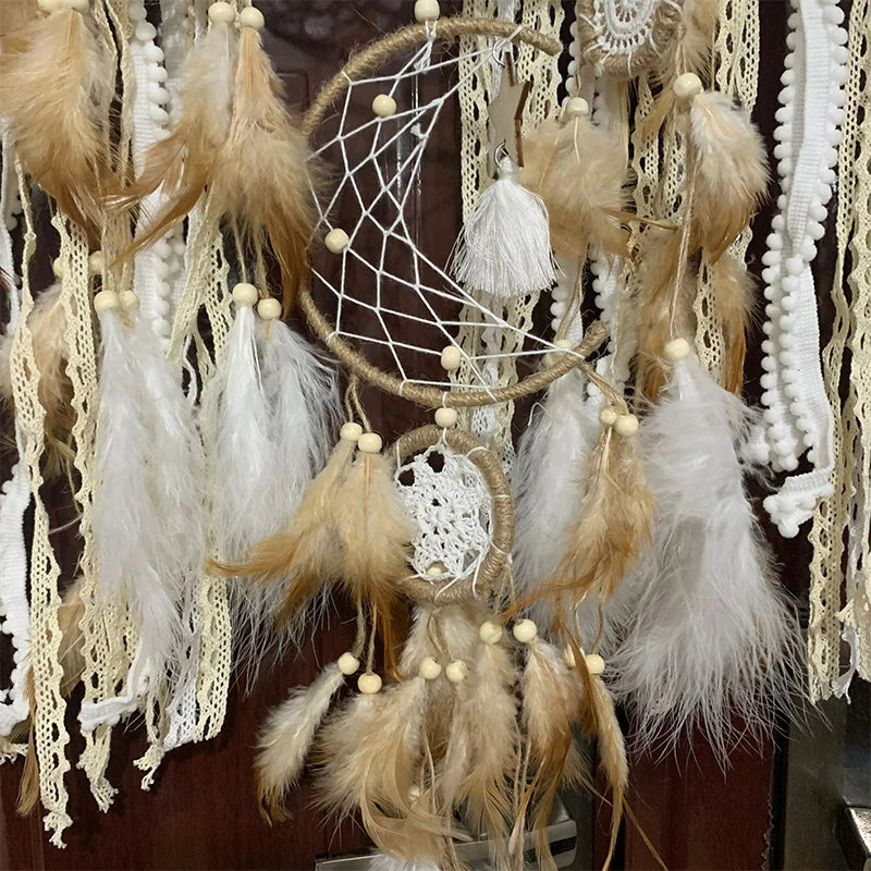 Wall Decor Dream Catcher with Feathers for Bedroom | Boho