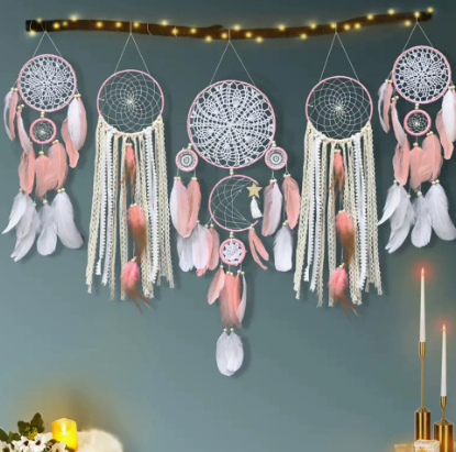 Wall Decor Dream Catcher with Feathers for Bedroom | Boho