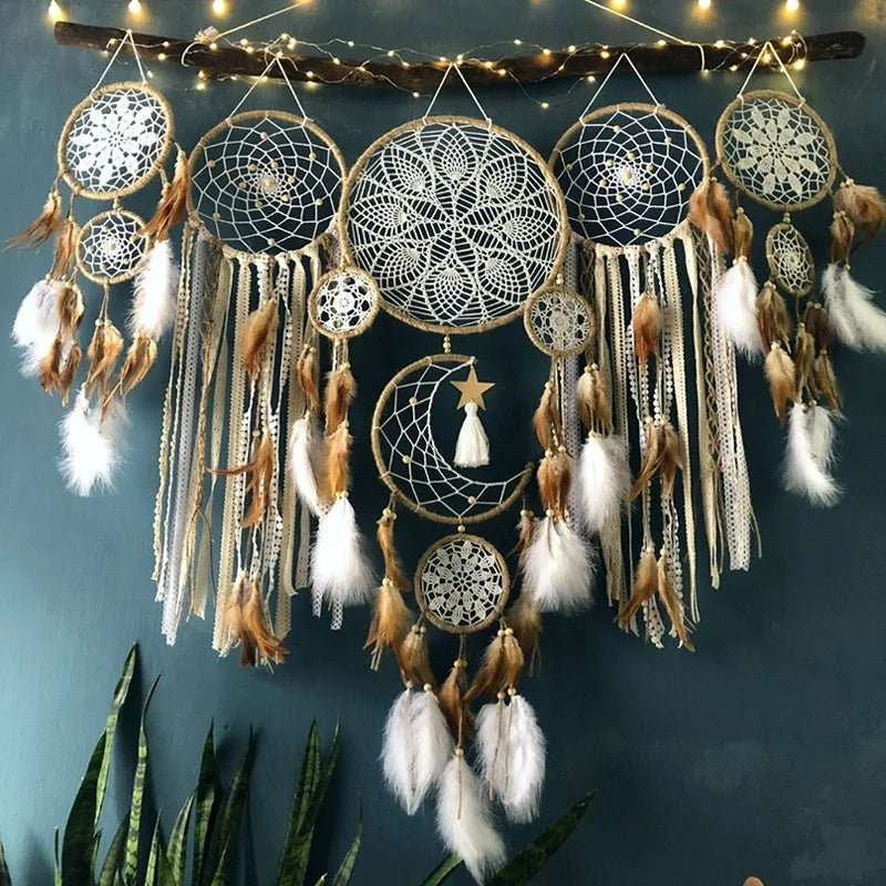 Wall Decor Dream Catcher with Feathers for Bedroom | Boho