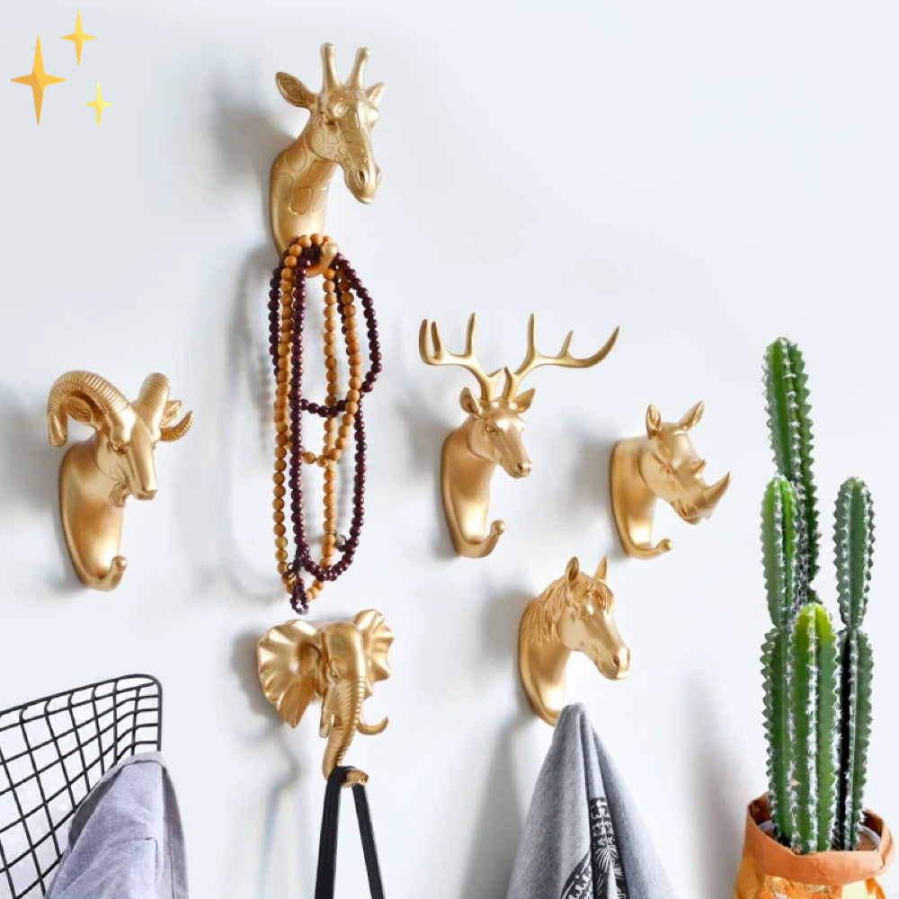 Wall Hooks Animal Head Sculpture Decorative | Storage Hangers