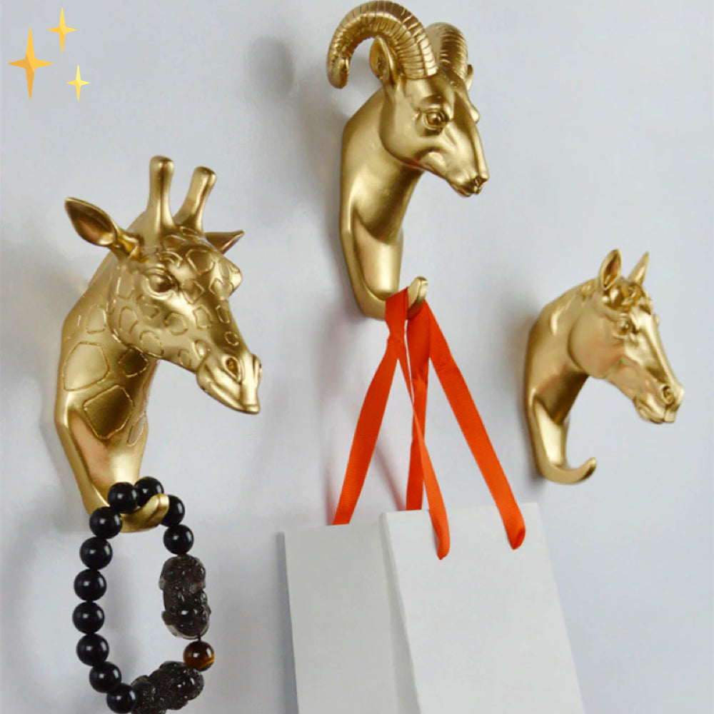 Wall Hooks Animal Head Sculpture Decorative | Storage Hangers