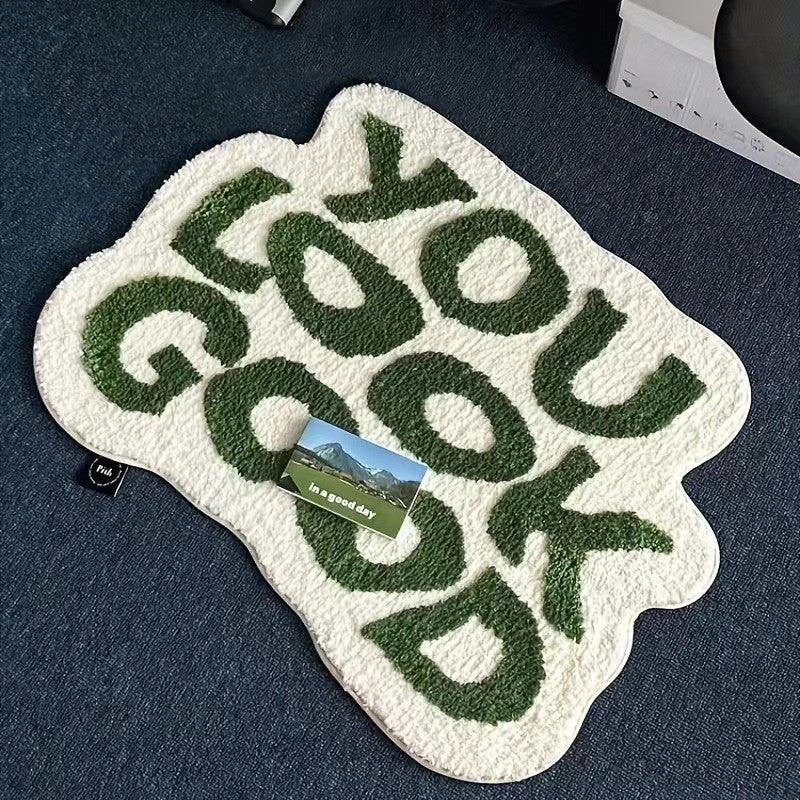 Washable Rug Fluffy Tufted for Bedroom | Letter Design