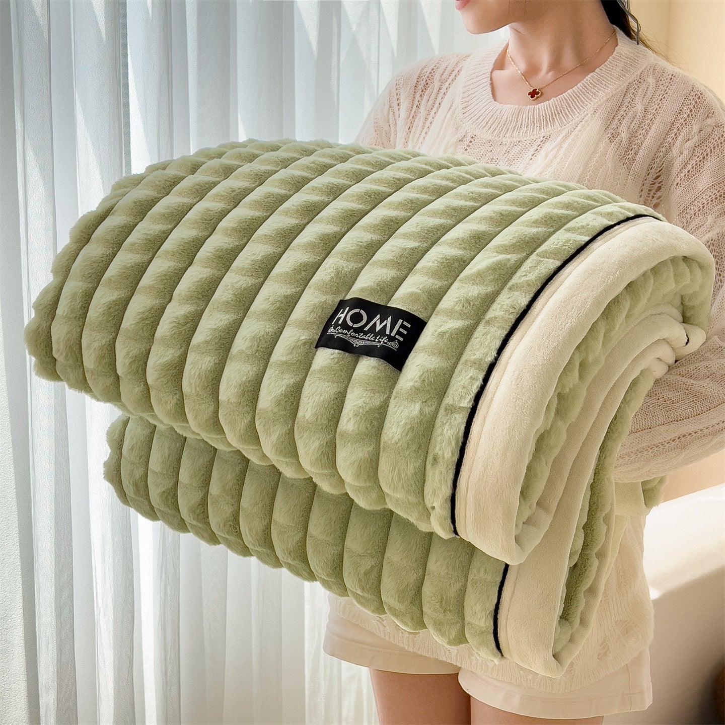 Weighted Blanket Chunky Ribbed Fleece for Bed | Fluffy