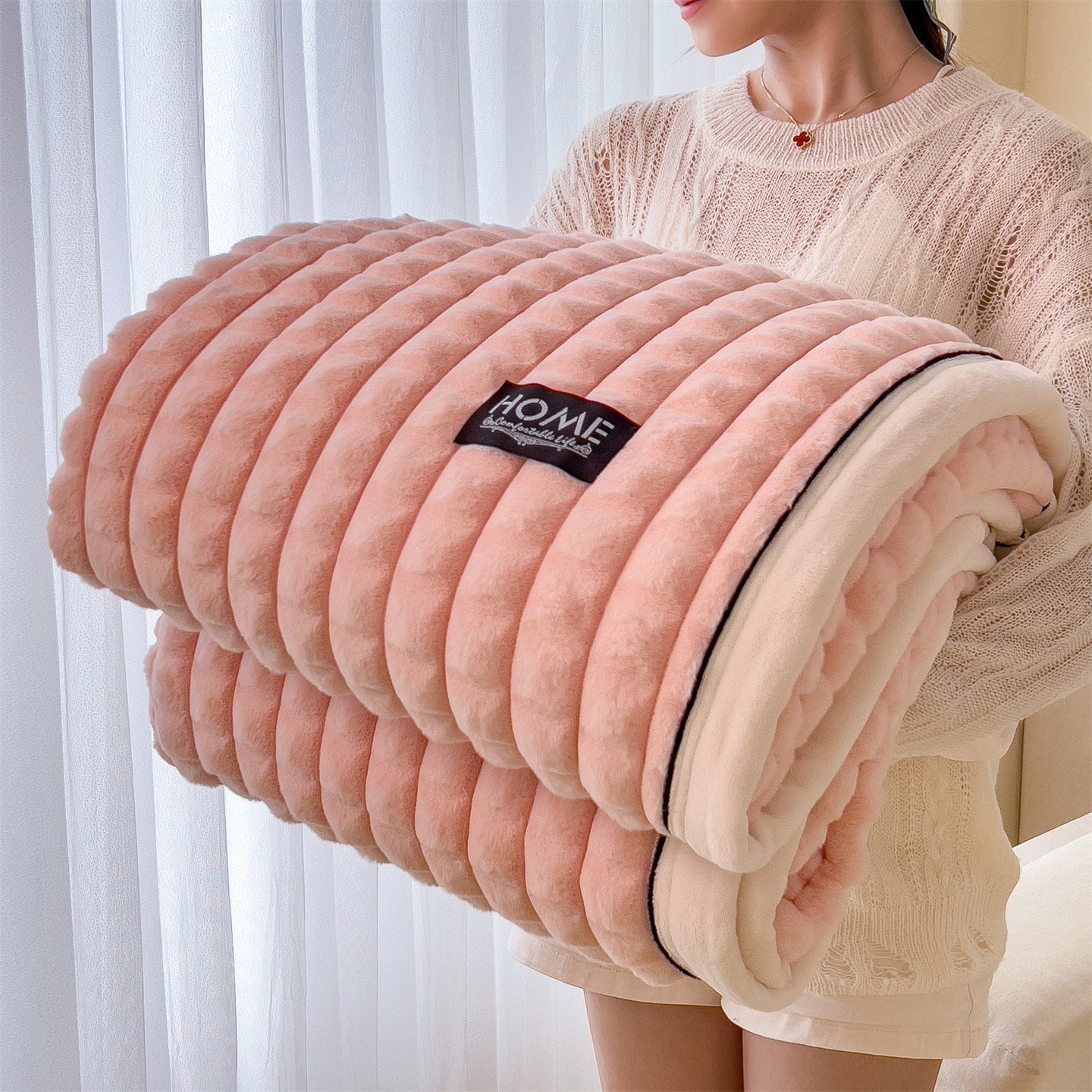 Weighted Blanket Chunky Ribbed Fleece for Bed | Fluffy